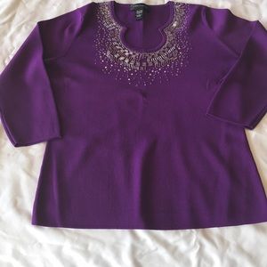 Cable&Gauge L purple sweater 3/4 sleeve